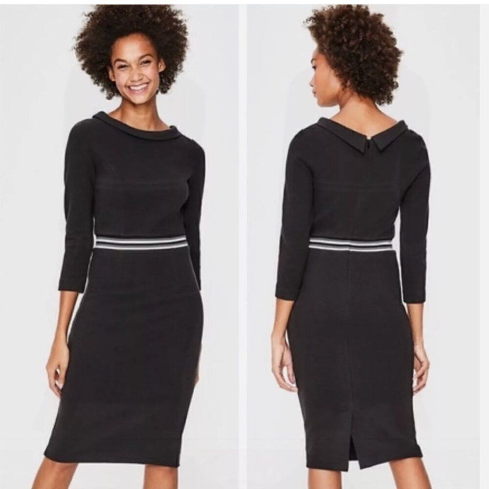 Boden Daisy Ottoman Black Ribbed Dress Peter Pan Collar Mrs. Maisel 4P
